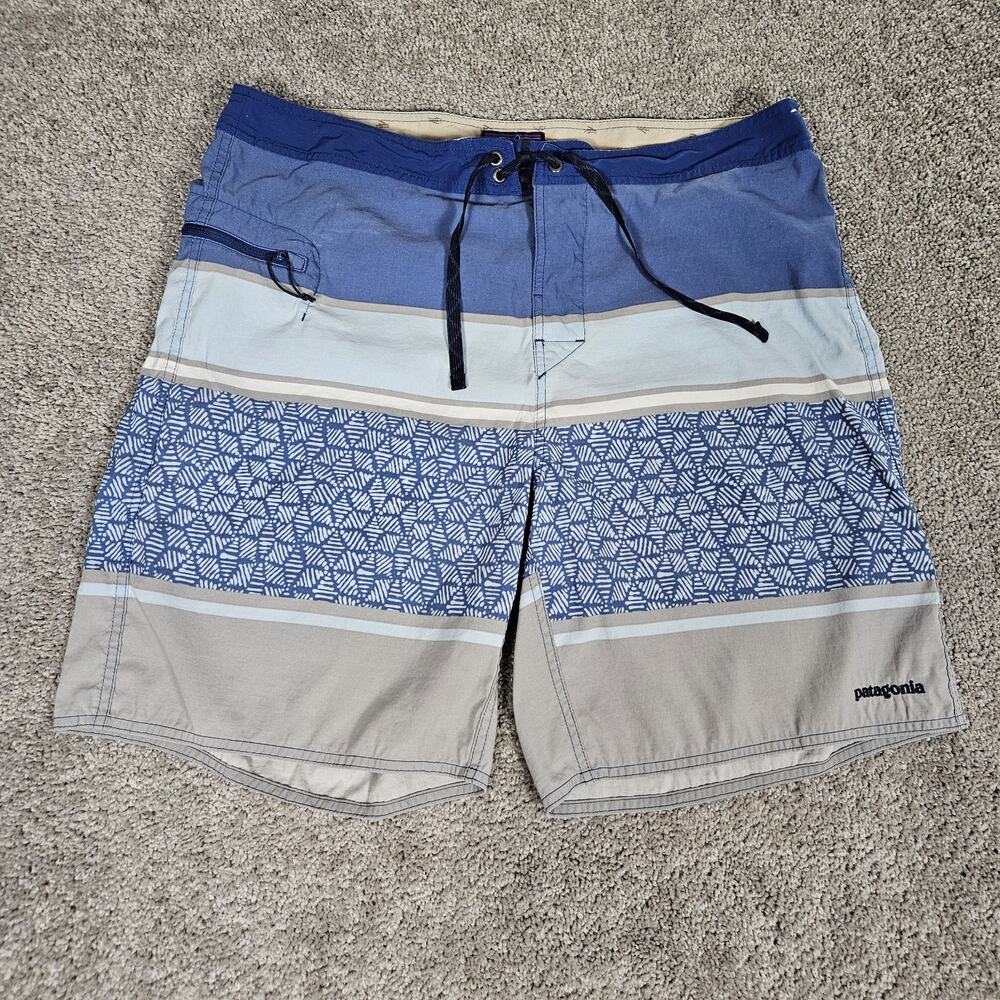 Patagonia Wavefarer Board Shorts Mens 38 Blue Coastal Beach Resortwear 86622